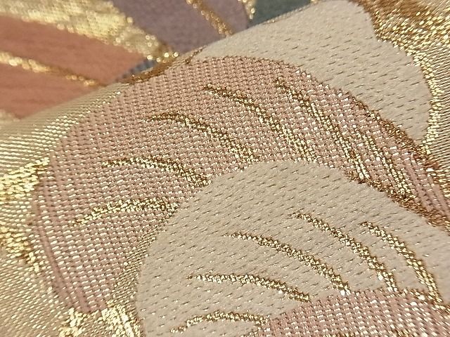 平和屋着物■佐賀錦 六通柄袋帯 流水鴛鴦籬花文 金糸 逸品 id0234