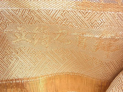 平和屋着物■宝珠本佐賀錦　六通柄袋帯　扇面孔雀花文　九百錦　金糸　逸品　n-hv4346