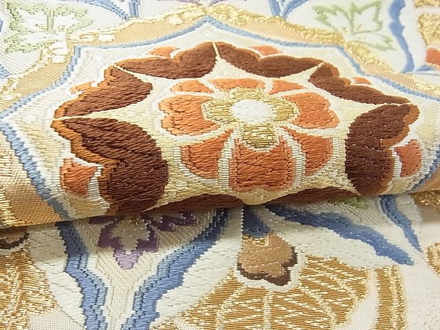 平和屋着物■六通柄袋帯 唐織 正倉院花文 金糸 逸品 ox5840