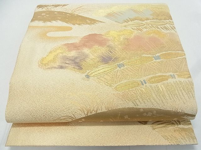 平和屋着物■六通柄袋帯　遠山垣　金糸　逸品　ox5836