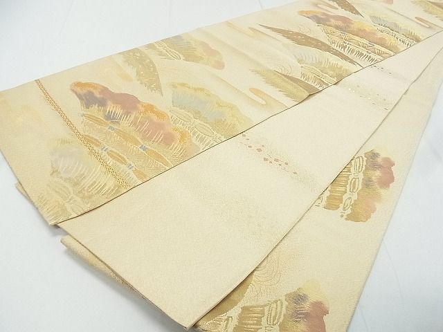 平和屋着物■六通柄袋帯　遠山垣　金糸　逸品　ox5836