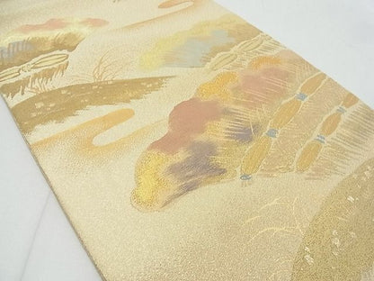 平和屋着物■六通柄袋帯　遠山垣　金糸　逸品　ox5836