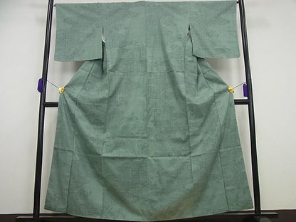 平和屋本店●極上 本場結城紬 重要無形文化財 １００亀甲 流水吉祥文 証紙付き 逸品4s282