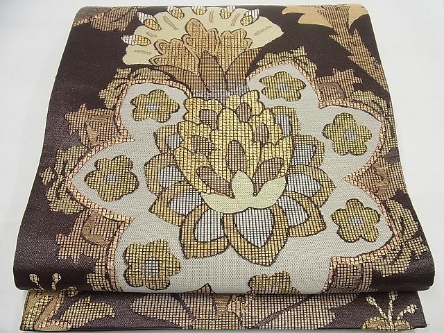 平和屋本店■極上　1854年創業　帯屋捨松　六通柄袋帯　ローマ装飾紋　金糸　逸品4s500