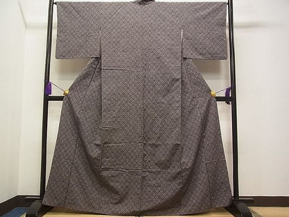 平和屋着物■上質な紬 菱花文 逸品 vf9054