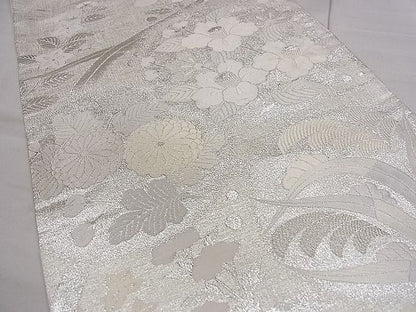 平和屋着物■六通太鼓柄袋帯 唐織 草花文 銀糸 逸品 CAAA2505ze