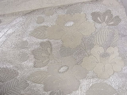 平和屋着物■六通太鼓柄袋帯 唐織 草花文 銀糸 逸品 CAAA2505ze