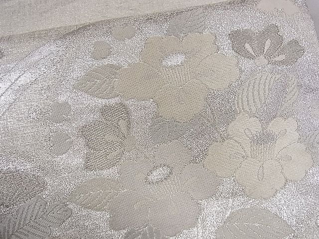 平和屋着物■六通太鼓柄袋帯 唐織 草花文 銀糸 逸品 CAAA2505ze