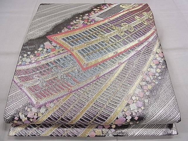 平和屋着物■六通柄袋帯 九百佐賀錦 熨斗箔ちらし 金銀糸 逸品 CAAA2526ze