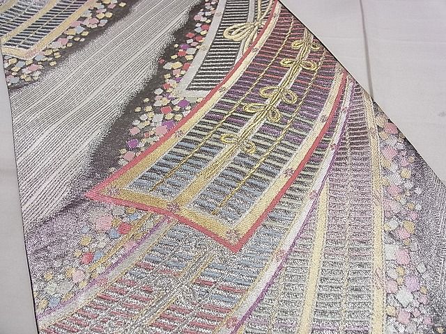 平和屋着物■六通柄袋帯 九百佐賀錦 熨斗箔ちらし 金銀糸 逸品 CAAA2526ze