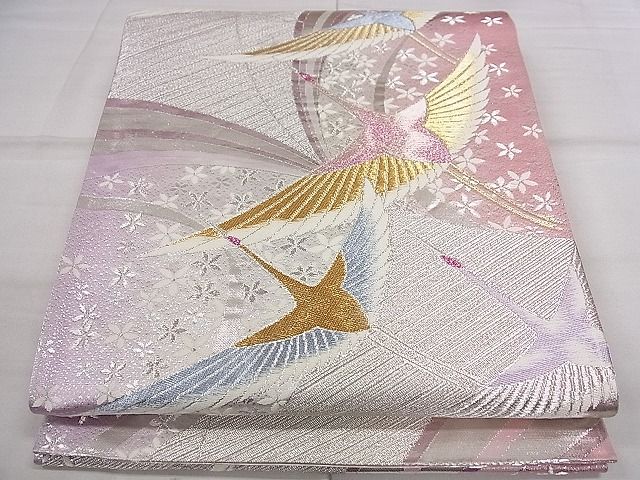平和屋着物■六通柄袋帯 唐織 飛鶴舞蝶文 金銀糸 逸品 CAAA2538ze