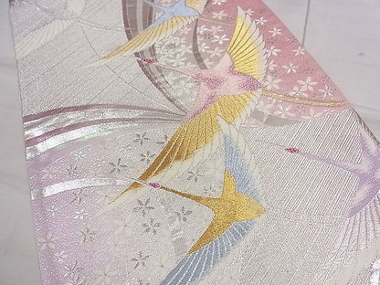 平和屋着物■六通柄袋帯 唐織 飛鶴舞蝶文 金銀糸 逸品 CAAA2538ze