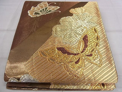 平和屋着物■六通柄袋帯 舞蝶文 金銀糸 逸品 CAAA2549ze
