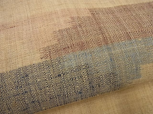 平和屋本店＊希少 夏物 重要無形文化財 越後上布 九寸名古屋帯 大渕茂 霞文 証紙付き 逸品 未使用4s543