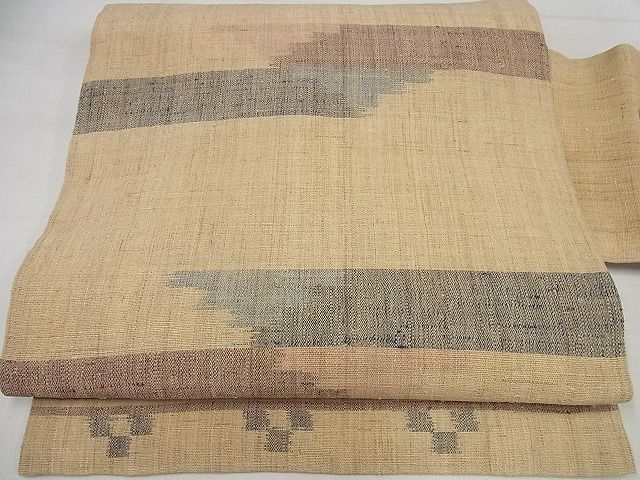 平和屋本店＊希少 夏物 重要無形文化財 越後上布 九寸名古屋帯 大渕茂 霞文 証紙付き 逸品 未使用4s543