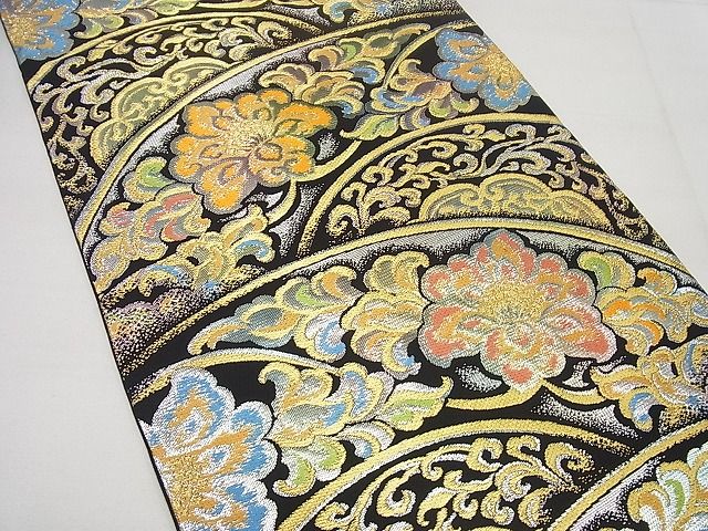 平和屋本店●極上 龍村美術織物 たつむら 六通柄袋帯 聖華彩麗錦 金銀糸 黒地 たとう紙・共箱付き 逸品4s558