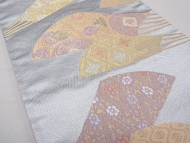 平和屋着物■六通柄袋帯 唐織 扇面花文 金銀糸 逸品 CAAA3154fb
