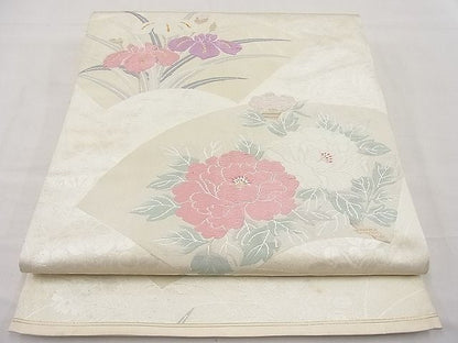 平和屋着物■六通柄袋帯 唐織 地紙花文 金糸 逸品 n-rc0630