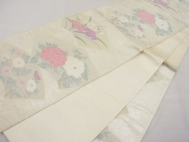 平和屋着物■六通柄袋帯 唐織 地紙花文 金糸 逸品 n-rc0630