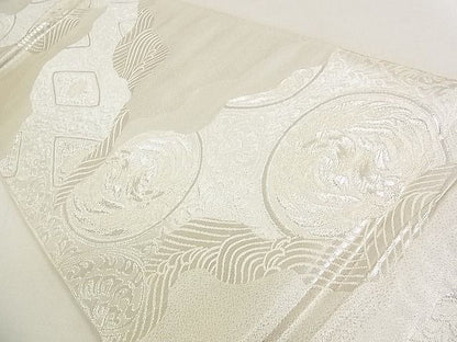 平和屋着物■六通柄袋帯 立波鳳凰花文 銀糸 逸品 DAAA3031rt