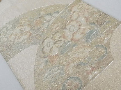 平和屋着物■太鼓柄袋帯 駒刺繍 辻が花 銀糸 正絹 逸品 AAAC2080Aog