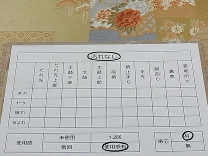 平和屋着物■太鼓柄袋帯 唐織 色紙重ね花鳥文 金糸 正絹 逸品 AAAC2083Aog