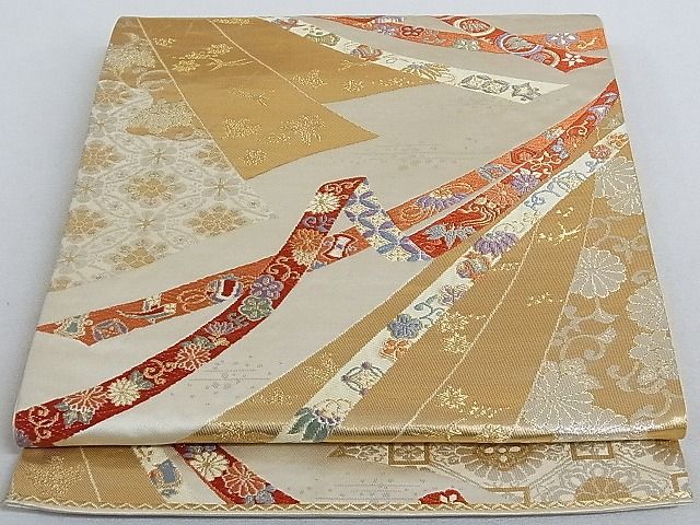 平和屋着物■六通柄袋帯 唐織 能調小袖文 金銀糸 正絹 逸品 AAAC2094Aog