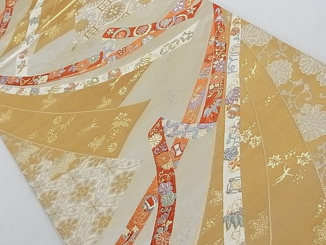平和屋着物■六通柄袋帯 唐織 能調小袖文 金銀糸 正絹 逸品 AAAC2094Aog