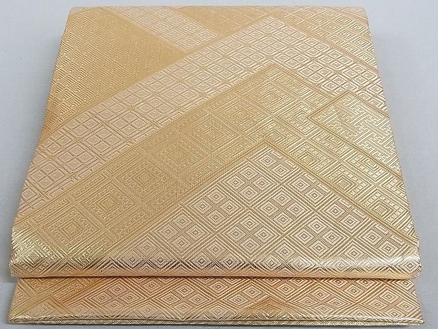 平和屋着物■佐賀錦 全通柄袋帯 松皮菱文 金糸 正絹 逸品 AAAC2115Aog