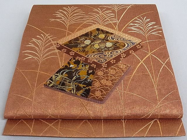 平和屋着物■太鼓柄袋帯 花菱文 篭甲箔 正絹 逸品 AAAC2117Aog