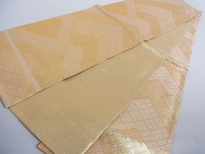 平和屋着物■佐賀錦 全通柄袋帯 松皮菱文 金糸 正絹 逸品 AAAC2115Aog