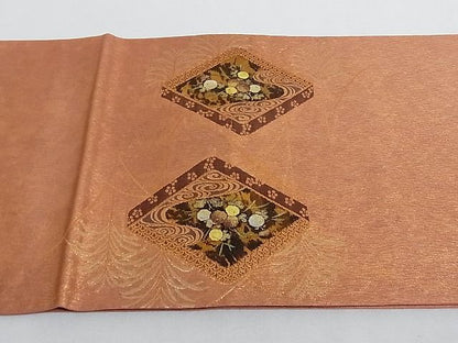 平和屋着物■太鼓柄袋帯 花菱文 篭甲箔 正絹 逸品 AAAC2117Aog