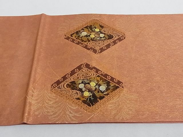 平和屋着物■太鼓柄袋帯 花菱文 篭甲箔 正絹 逸品 AAAC2117Aog