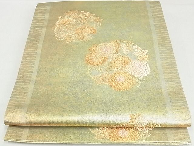 平和屋着物■六通柄袋帯 花丸文 金糸 引箔 正絹 逸品 AAAC2794Ahg