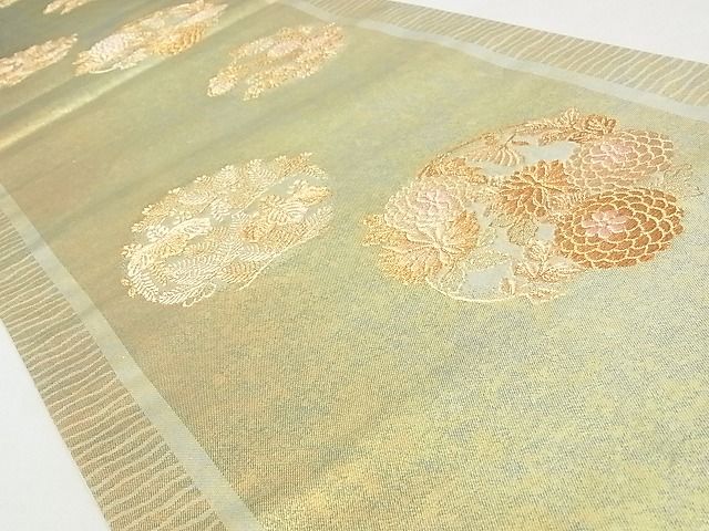 平和屋着物■六通柄袋帯 花丸文 金糸 引箔 正絹 逸品 AAAC2794Ahg