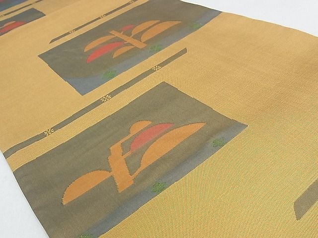 平和屋着物■六通柄袋帯 枝葉文 正絹 逸品 AAAC2803Ahg