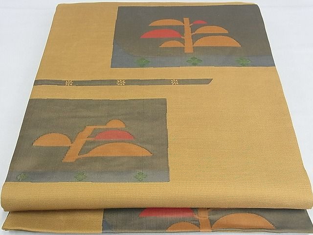 平和屋着物■六通柄袋帯 枝葉文 正絹 逸品 AAAC2803Ahg