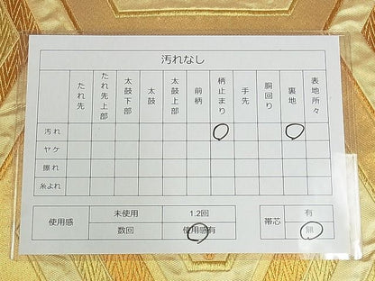 平和屋着物■六通柄袋帯 亀甲花文 金糸 正絹 逸品 AAAC2796Ahg