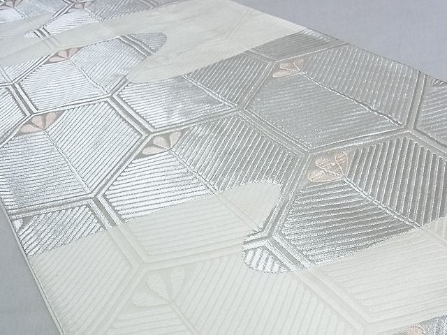 平和屋着物■六通柄袋帯 唐織 亀甲文 松 銀糸 正絹 逸品 AAAC2801Ahg