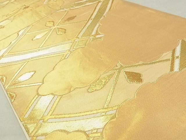 平和屋着物■六通柄袋帯 菱文 金糸 正絹 逸品 AAAC2812Ahg
