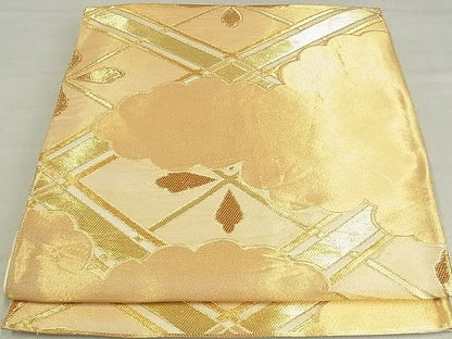 平和屋着物■六通柄袋帯 菱文 金糸 正絹 逸品 AAAC2812Ahg