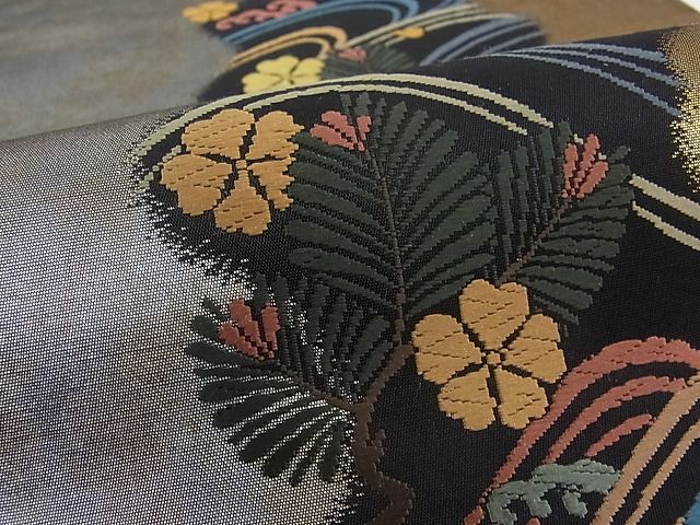 平和屋着物■六通柄袋帯 唐織 立波花松葉文 金銀彩 逸品 CAAA4172rv
