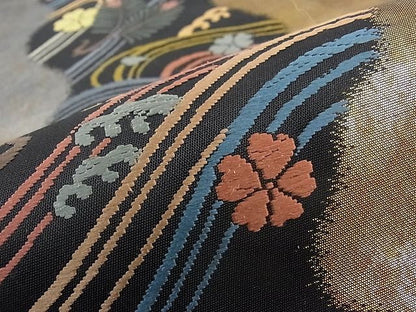 平和屋着物■六通柄袋帯 唐織 立波花松葉文 金銀彩 逸品 CAAA4172rv