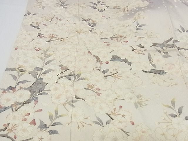 平和屋本店●極上　名門染元　秀美　十日町友禅　龍谷　訪問着　桜　暈し染め　正絹　逸品　KAAA0376kk4