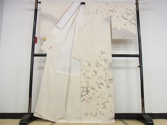 平和屋本店●極上　名門染元　秀美　十日町友禅　龍谷　訪問着　桜　暈し染め　正絹　逸品　KAAA0376kk4