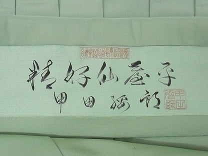 平和屋本店■極上　男性　人間国宝　甲田綏郎　精好仙台平　馬乗り袴　色無地　柳茶色　正絹　逸品　KAAA0398kk4