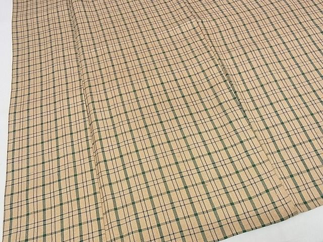 平和屋本店▽極上　伊兵衛織　工芸手織　単衣　格子　正絹　逸品　KAAA0404kk4