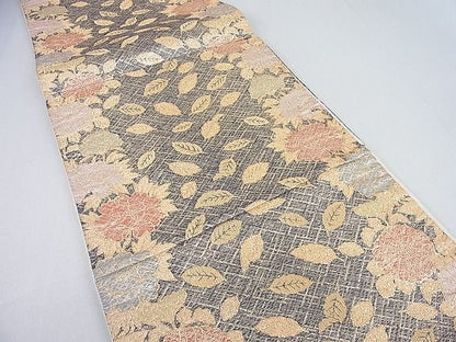 平和屋着物■六通柄袋帯 草花文 金糸 逸品 DAAA7175sf