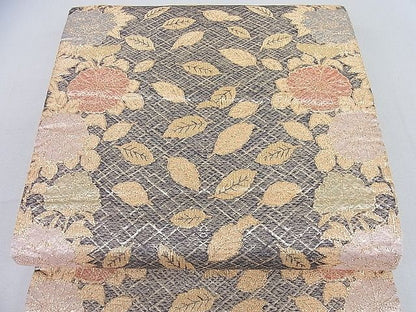 平和屋着物■六通柄袋帯 草花文 金糸 逸品 DAAA7175sf