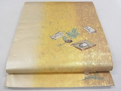 平和屋着物■六通太鼓柄袋帯 器物松葉文 金糸 引箔 逸品 DAAA8065fe